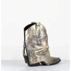 Santiag Guetre Zip Cuir Dore Patine - E3973 Mister Oro