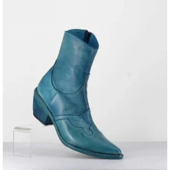 Santiags En Cuir Bleu - 3843 Alfa Cielo