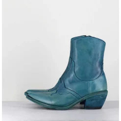 Santiags En Cuir Bleu - 3843 Alfa Cielo