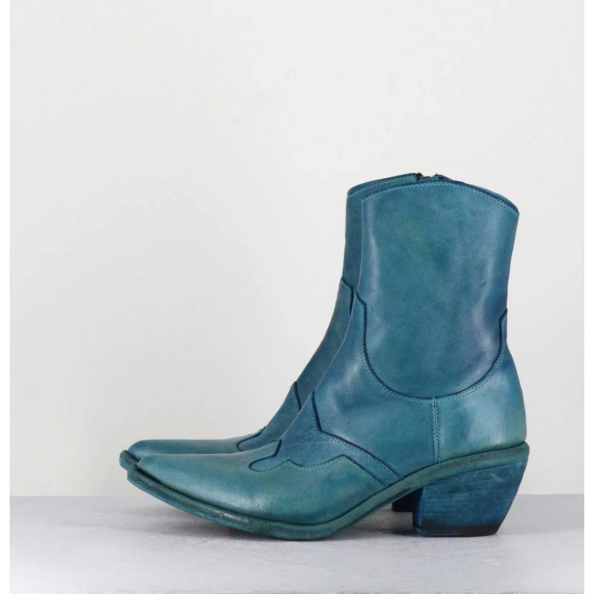 Santiags En Cuir Bleu - 3843 Alfa Cielo