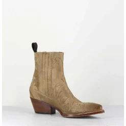 Santiags Flammes En Daim Taupe - Sr3651 Fango