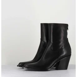 Santiags Talon Haut En Cuir Noir Souple - Desi Fular Nero