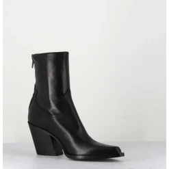 Santiags Talon Haut En Cuir Noir Souple - Desi Fular Nero