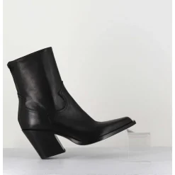 Santiags Talon Haut En Cuir Noir Souple - Desi Fular Nero
