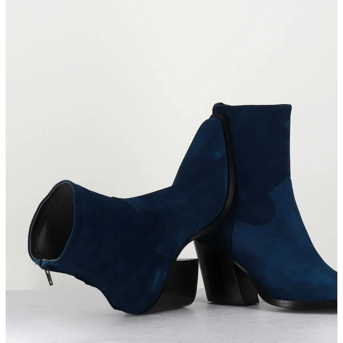 Santiags Talon Haut En Daim Bleu - Desi Chelin Blu