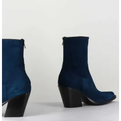 Santiags Talon Haut En Daim Bleu - Desi Chelin Blu