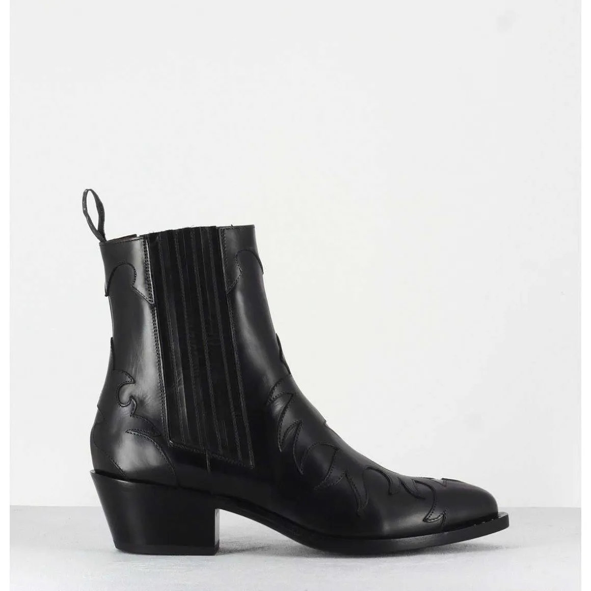 Sartore - Bottines Santiags En Cuir Noir Sr3422N
