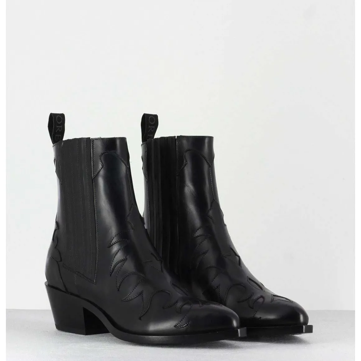 Sartore - Bottines Santiags En Cuir Noir Sr3422N