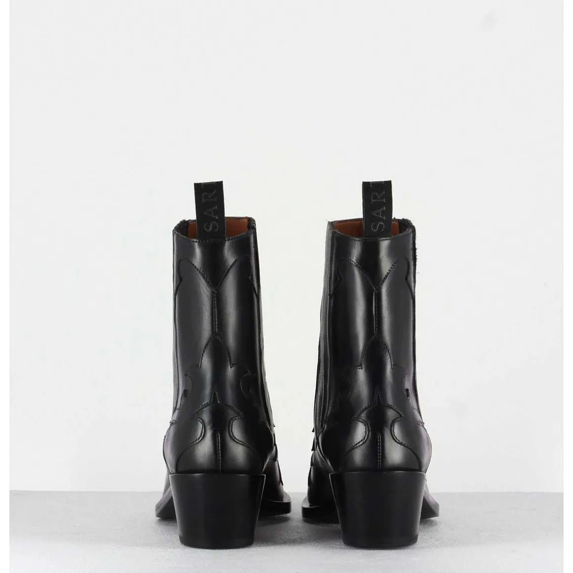 Sartore - Bottines Santiags En Cuir Noir Sr3422N