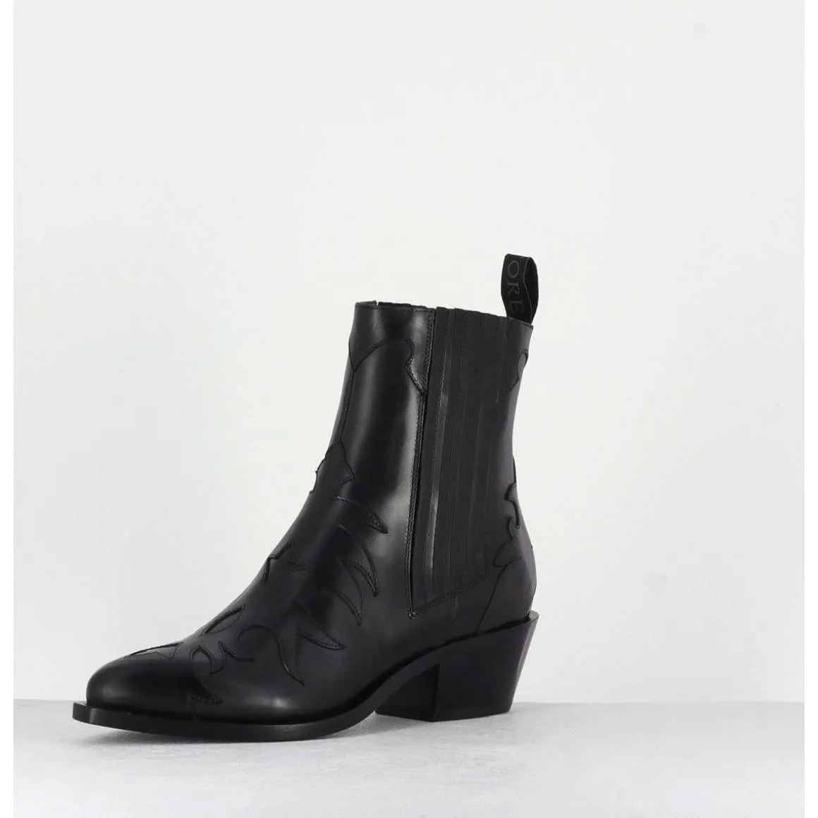 Sartore - Bottines Santiags En Cuir Noir Sr3422N