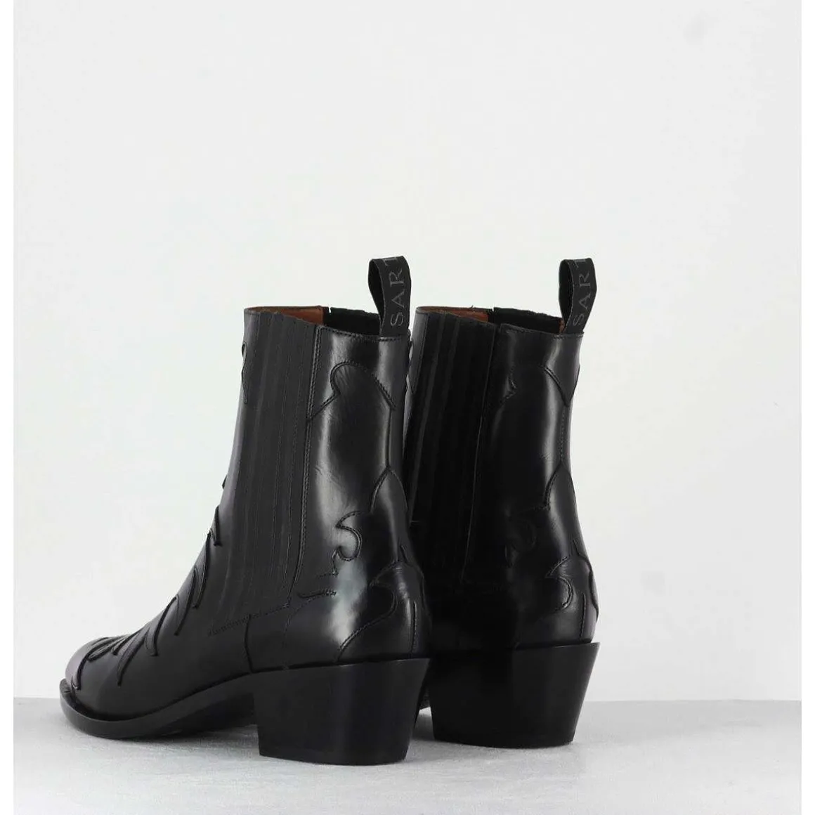 Sartore - Bottines Santiags En Cuir Noir Sr3422N