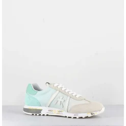Sneakers Cuir Beige & Toile Verte - Lucyd 6226