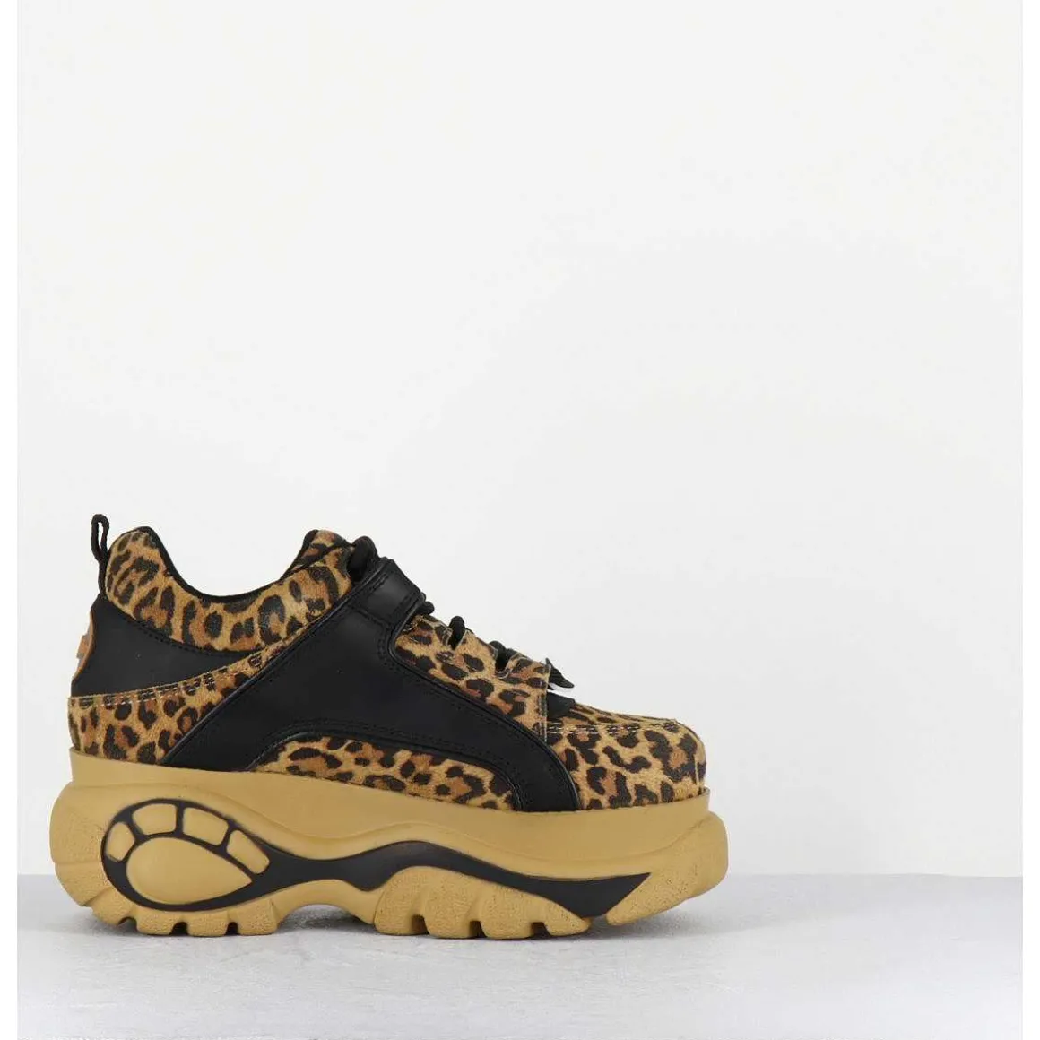 Sneakers Cuir Imprime Leopard A Plateforme Buffalo Original - 1339 Leo Beige