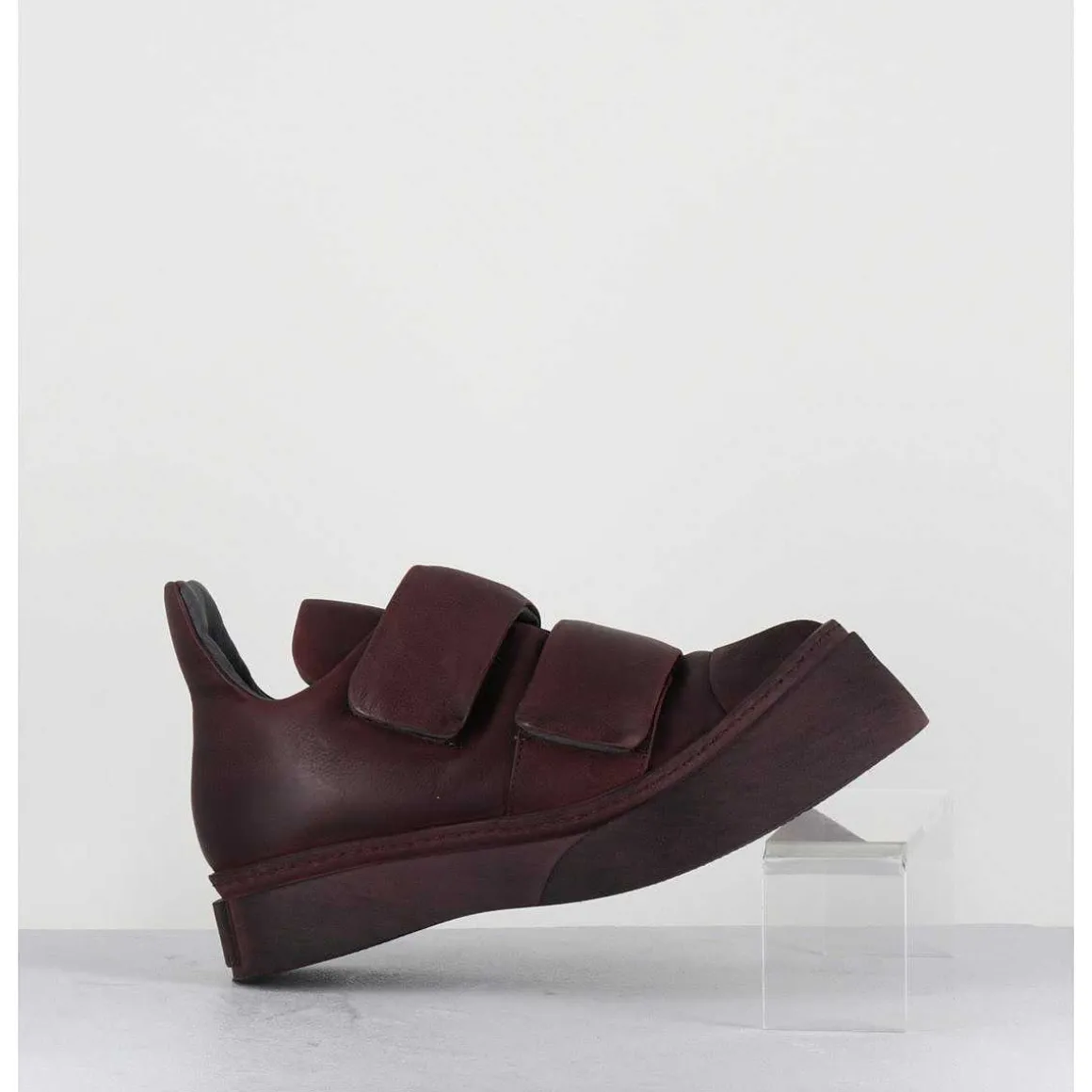 Sneakers Double Scratch En Cuir Bordeaux Use -4181 Gas Melanzana