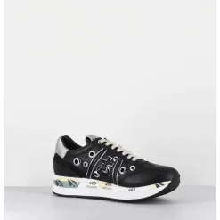 Sneakers Double Semelle Cuir Noir & Rivets - Conny 6553