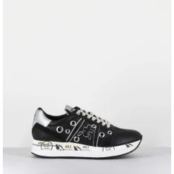Sneakers Double Semelle Cuir Noir & Rivets - Conny 6553