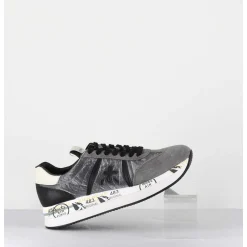 Sneakers Double Semelle En Daim & Toile Gris - Conny 1493
