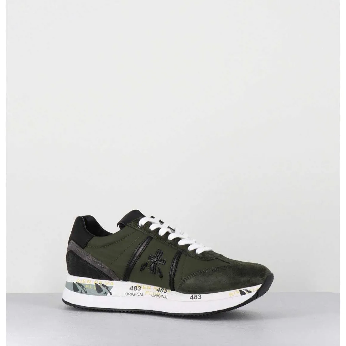 Sneakers Double Semelle Toile Khaki - Conny 6495