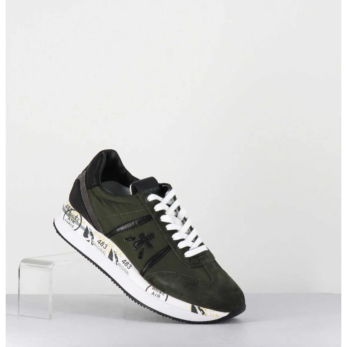 Sneakers Double Semelle Toile Khaki - Conny 6495