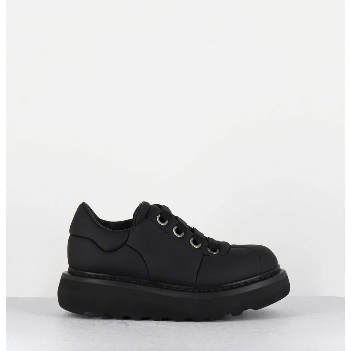 Sneakers En Cuir Noir Semelle Epaisse - M6610 Custo Nero