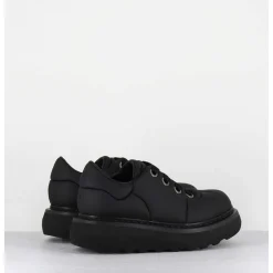 Sneakers En Cuir Noir Semelle Epaisse - M6610 Custo Nero