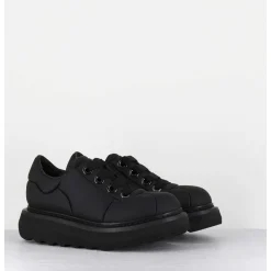 Sneakers En Cuir Noir Semelle Epaisse - M6610 Custo Nero