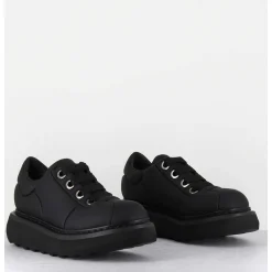 Sneakers En Cuir Noir Semelle Epaisse - M6610 Custo Nero
