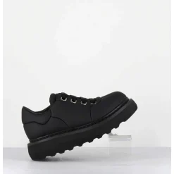 Sneakers En Cuir Noir Semelle Epaisse - M6610 Custo Nero