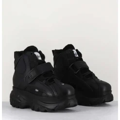 Sneakers Hautes A Plateforme Buffalo Original Cuir Noir - 1348 Noir
