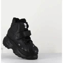 Sneakers Hautes A Plateforme Buffalo Original Cuir Noir - 1348 Noir
