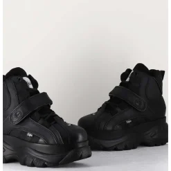 Sneakers Hautes A Plateforme Buffalo Original Cuir Noir - 1348 Noir