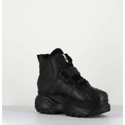 Sneakers Hautes A Plateforme Buffalo Original Cuir Noir - 1348 Noir