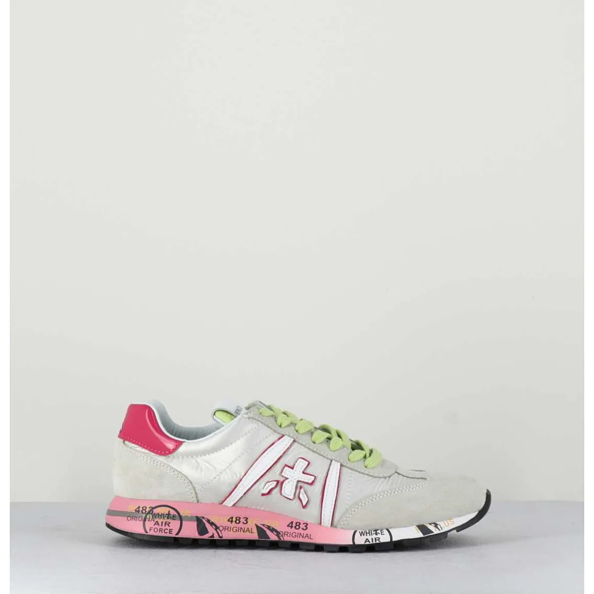 Sneakers Toile Blanche & Detail Rose - Lucyd 5961
