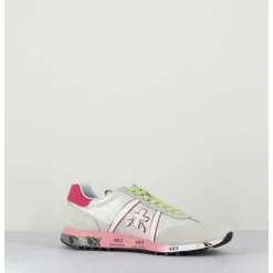 Sneakers Toile Blanche & Detail Rose - Lucyd 5961
