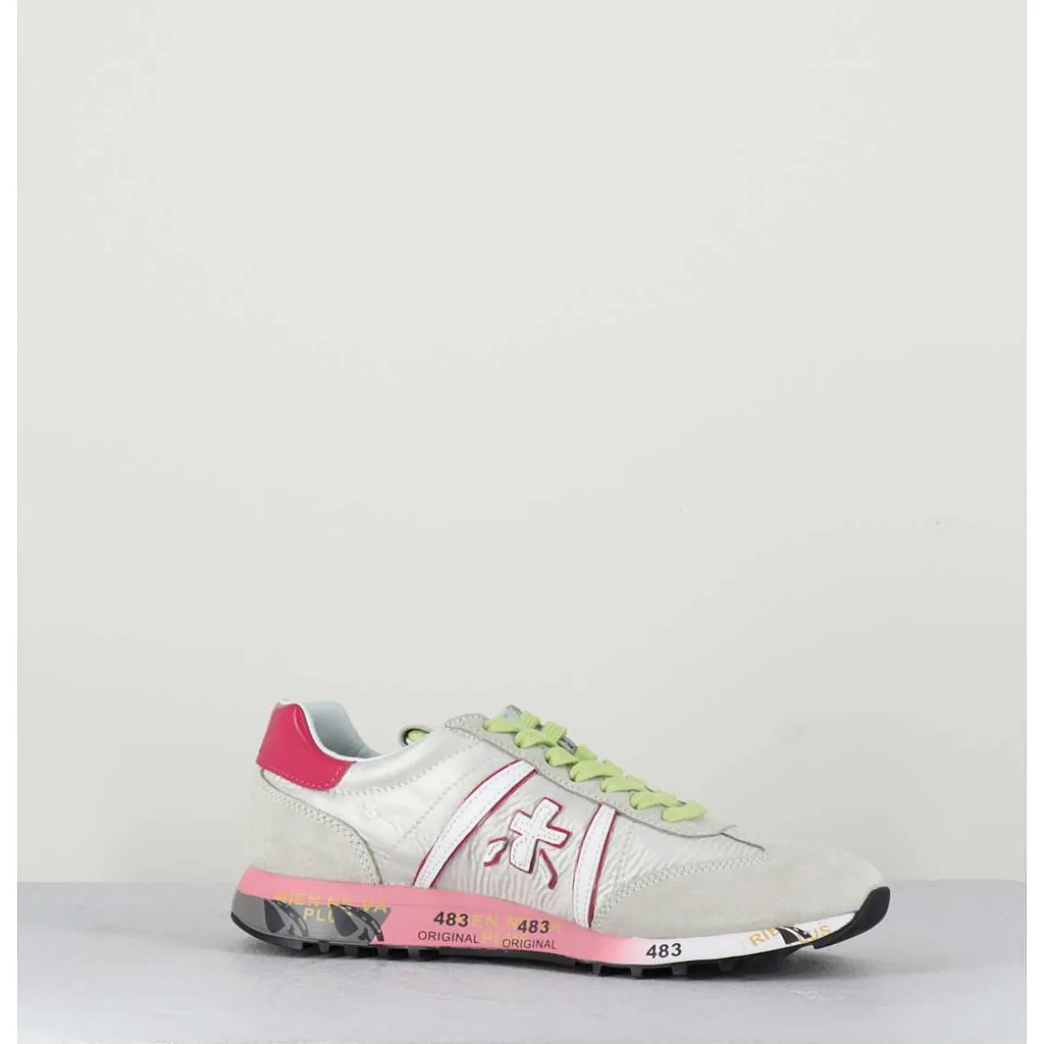 Sneakers Toile Blanche & Detail Rose - Lucyd 5961