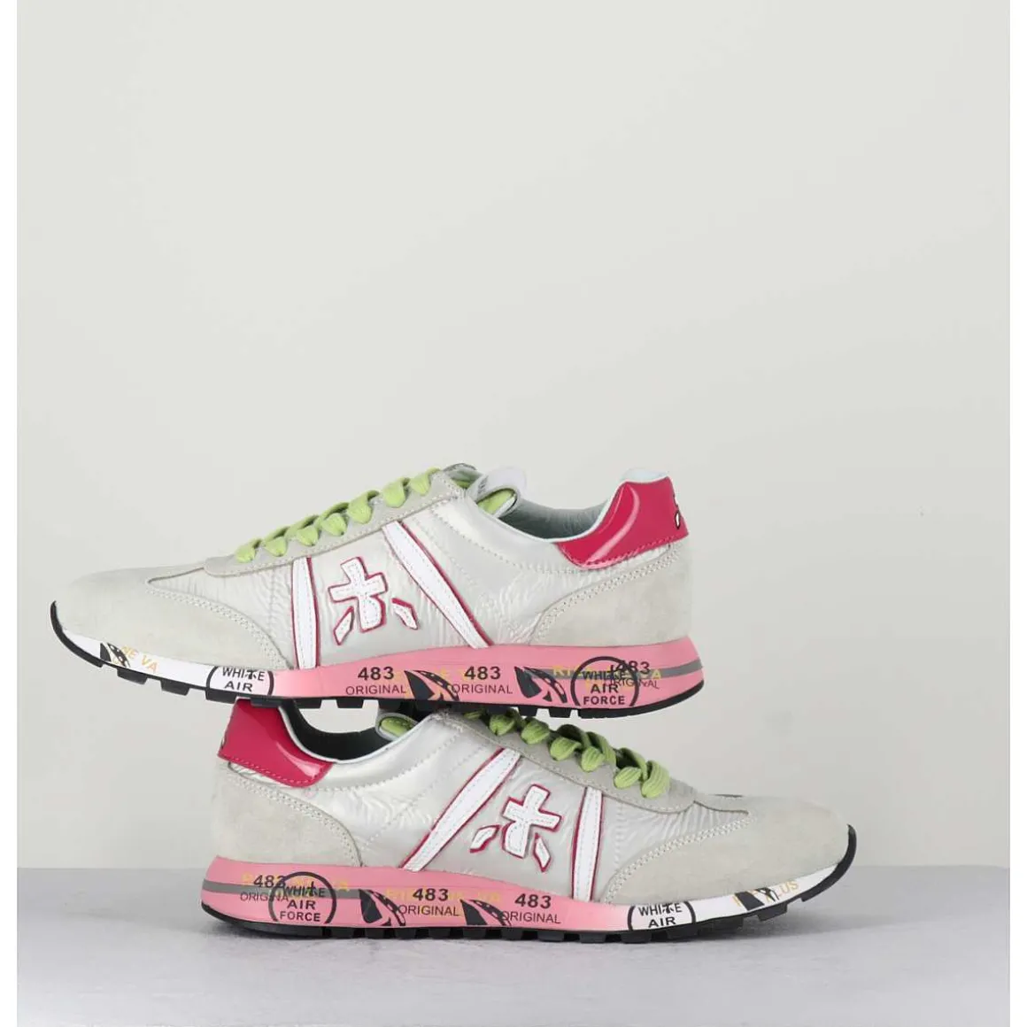 Sneakers Toile Blanche & Detail Rose - Lucyd 5961