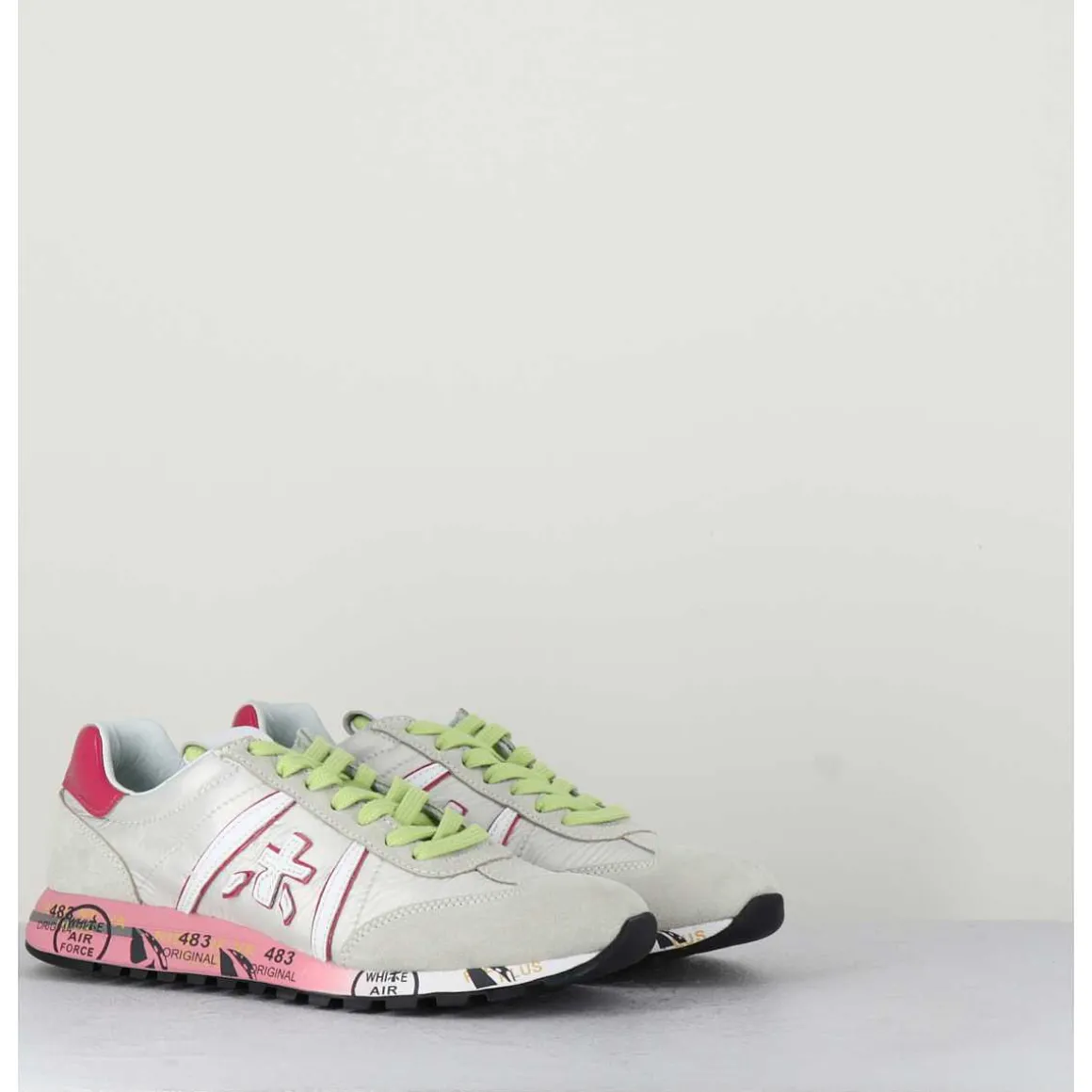 Sneakers Toile Blanche & Detail Rose - Lucyd 5961