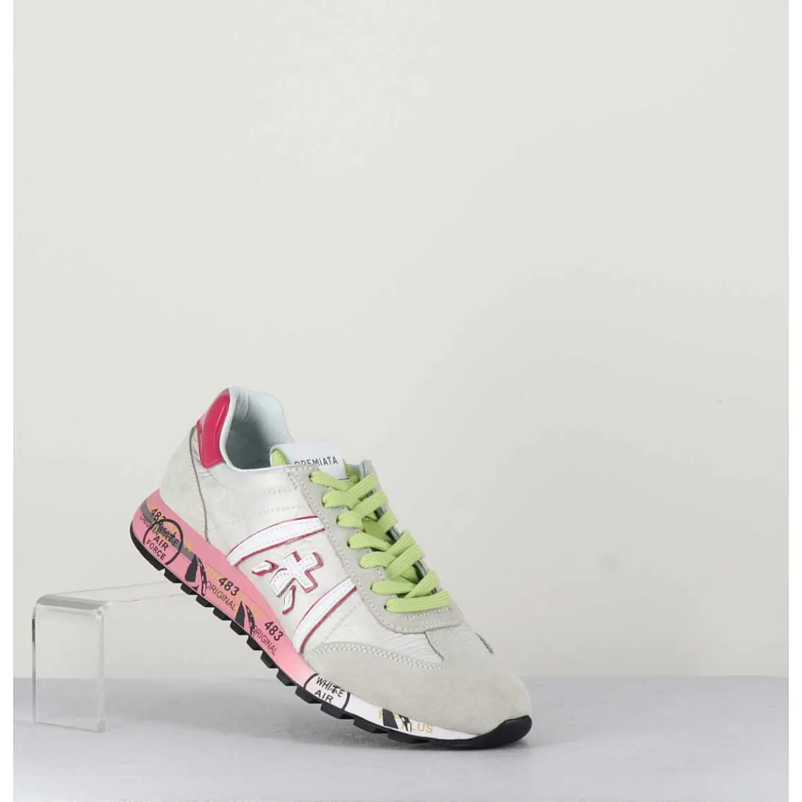 Sneakers Toile Blanche & Detail Rose - Lucyd 5961