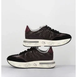 Sneakers Ultra Legere Cuir & Toile Marron - Cassie 6472