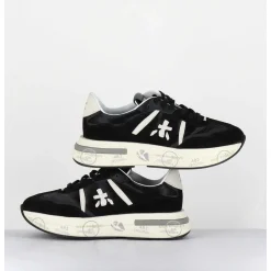 Sneakers Ultra Legere Cuir & Toile Nylon Noir - Cassie 6471