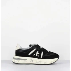 Sneakers Ultra Legere Cuir & Toile Nylon Noir - Cassie 6471