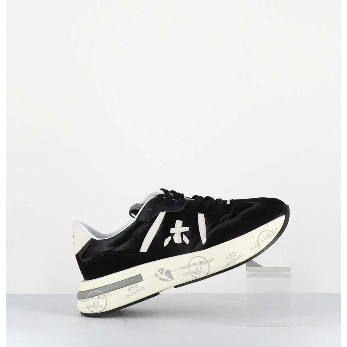 Sneakers Ultra Legere Cuir & Toile Nylon Noir - Cassie 6471