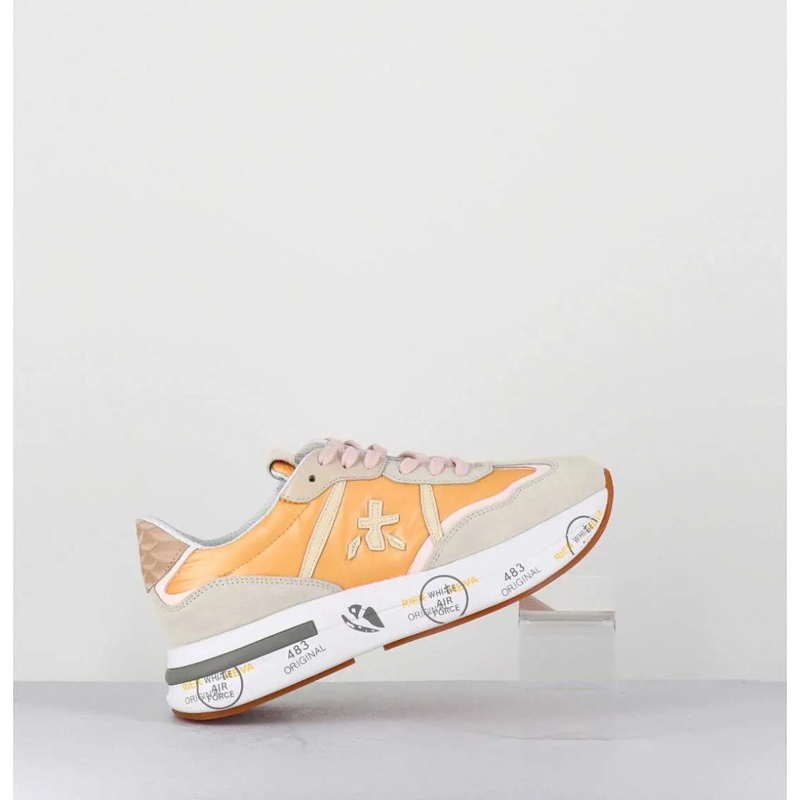 Sneakers Ultra Legere Toile Orange Semelle Epaisse - Cassie 6345