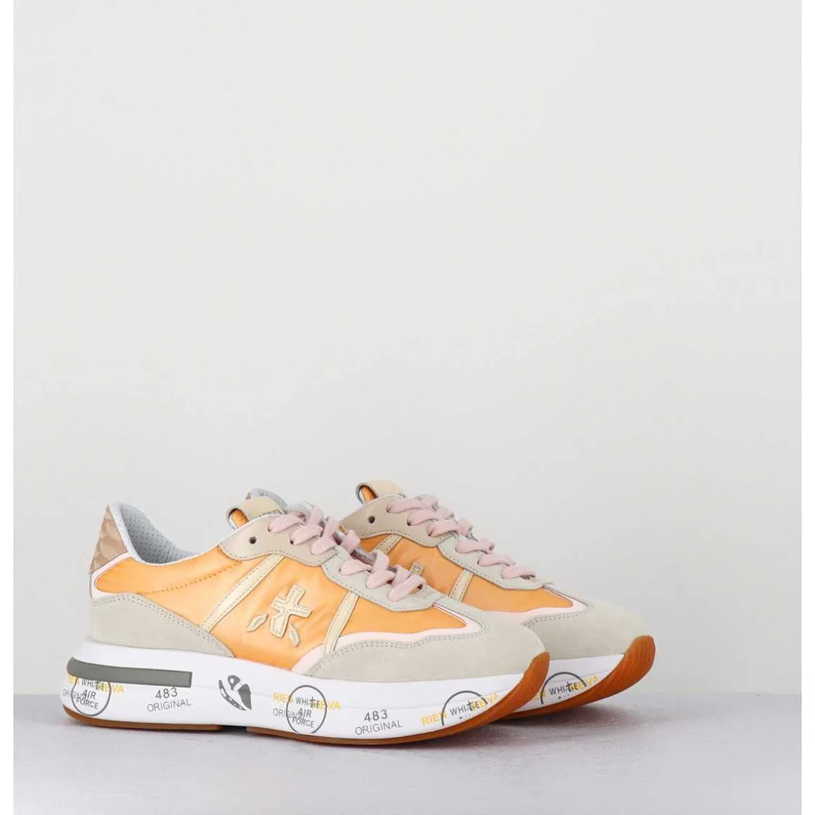 Sneakers Ultra Legere Toile Orange Semelle Epaisse - Cassie 6345