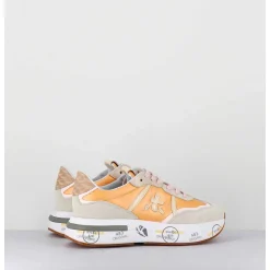 Sneakers Ultra Legere Toile Orange Semelle Epaisse - Cassie 6345