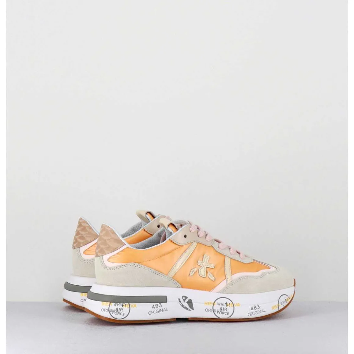 Sneakers Ultra Legere Toile Orange Semelle Epaisse - Cassie 6345