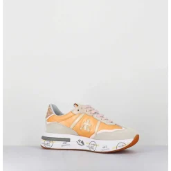 Sneakers Ultra Legere Toile Orange Semelle Epaisse - Cassie 6345