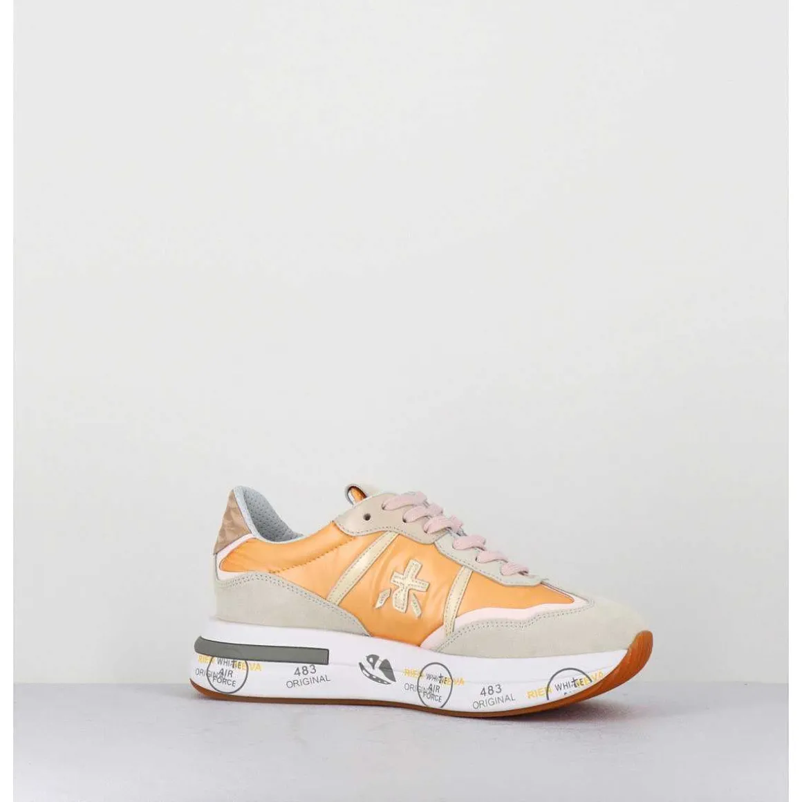Sneakers Ultra Legere Toile Orange Semelle Epaisse - Cassie 6345