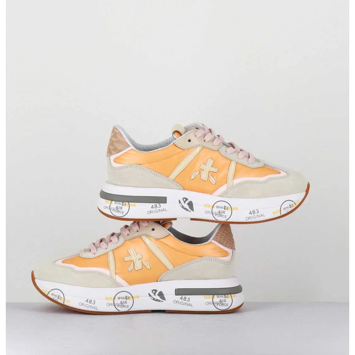 Sneakers Ultra Legere Toile Orange Semelle Epaisse - Cassie 6345