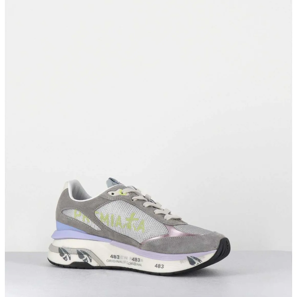 Sneakers Ultra Light Daim / Toile Gris & Bijoux - Moerund 6440